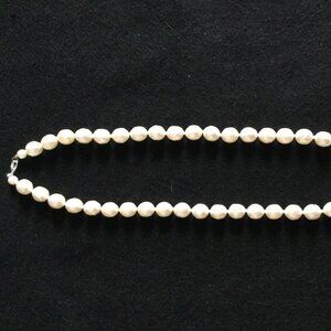 26" women's necklace big beads white handmade reused beads